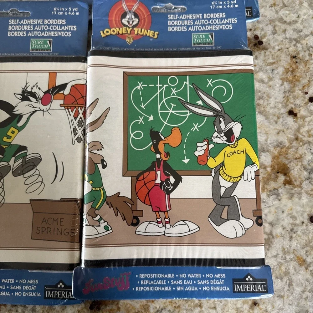 NOS Looney Tunes Basketball Wallpaper Border Taz Bugs Tweety 20 Yrd Vtg Imperial